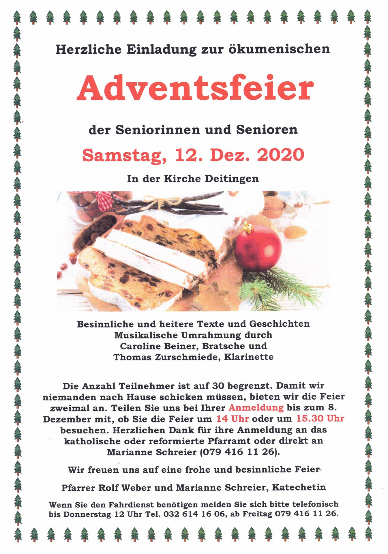 Abgesagt Adventsfeier der Seniorinnen und Senioren, Reformierte